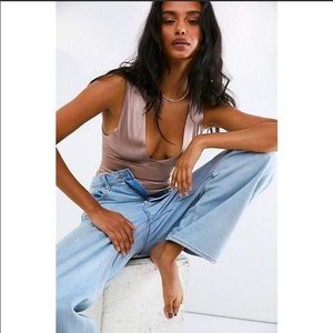 Free People x Revolve Keep It Sleek Bodysuit in Oyster Medium NWT, M